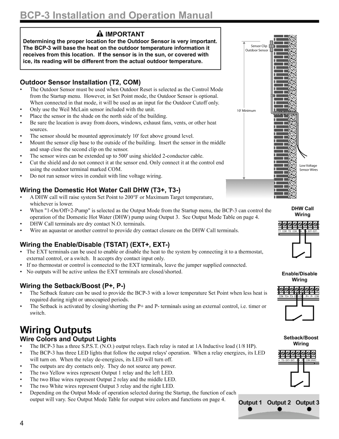 Weil-McLain BCP-3 manual Wiring Outputs 