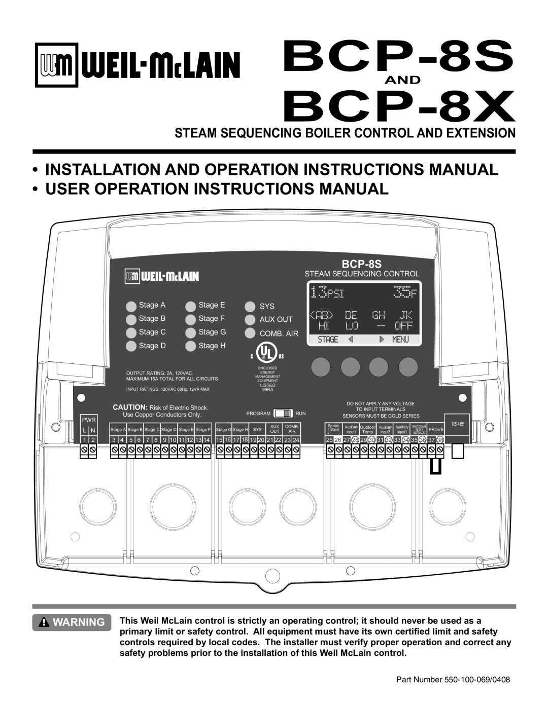 Weil-McLain manual BCP-8S BCP-8X 