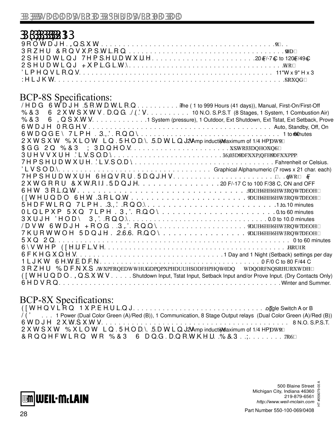 Weil-McLain BCP-8S, BCP-8X manual 63&,,&$7,216, 66SHFL¿FDWLRQV 
