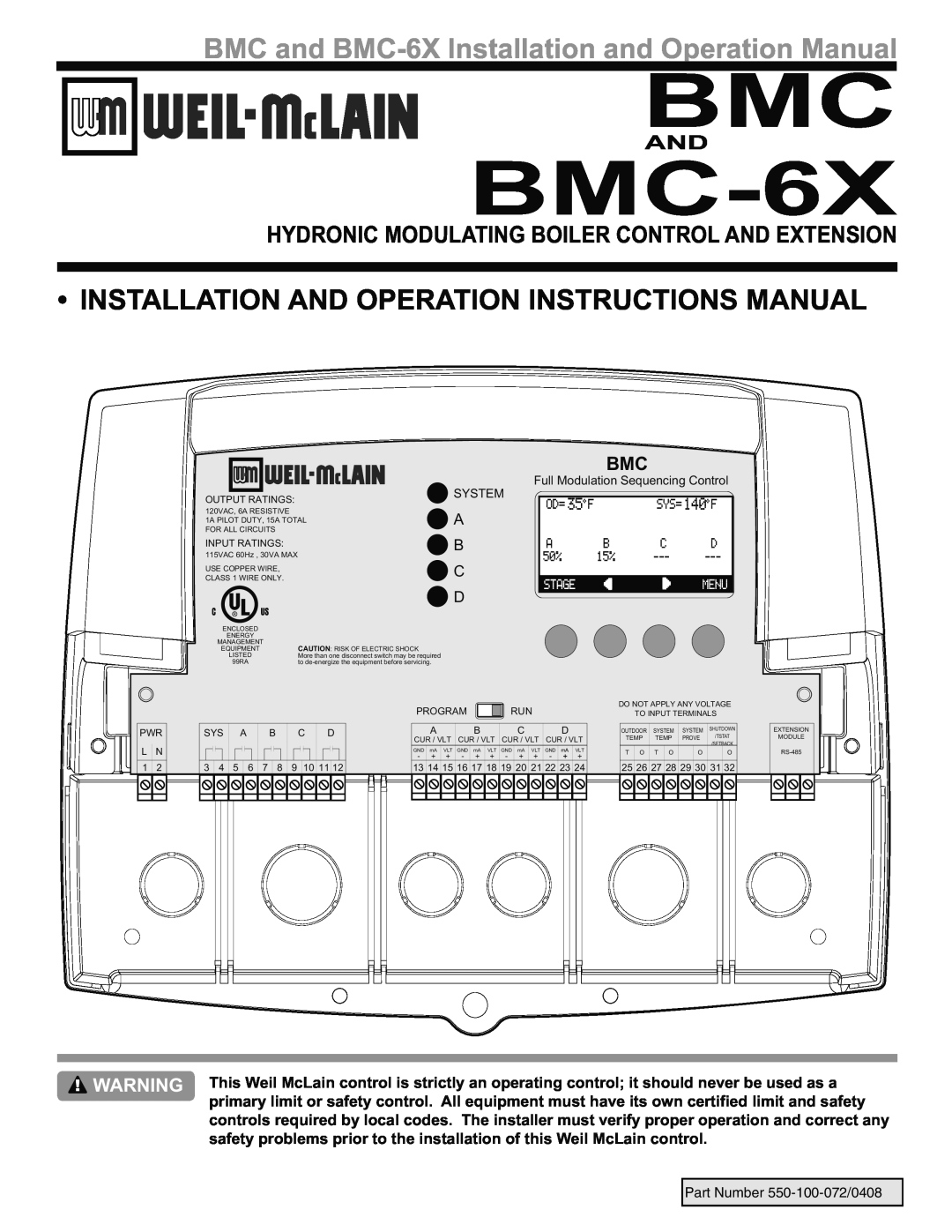 Weil-McLain BMC-6X operation manual Installation And Operation Instructions Manual 