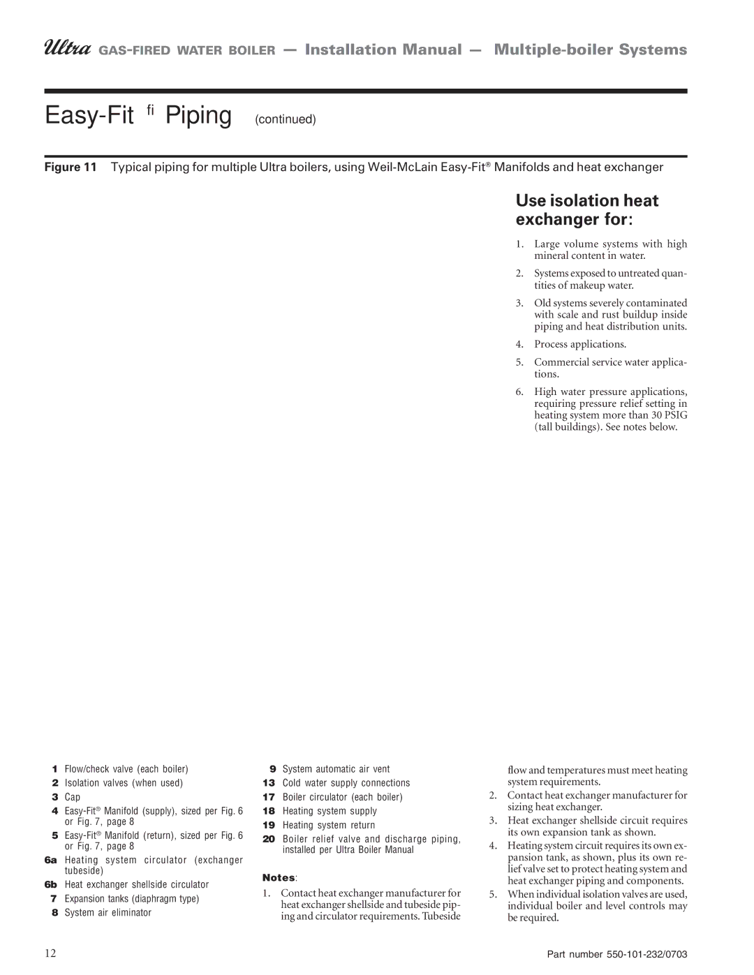 Weil-McLain Boiler installation manual Use isolation heat exchanger for 