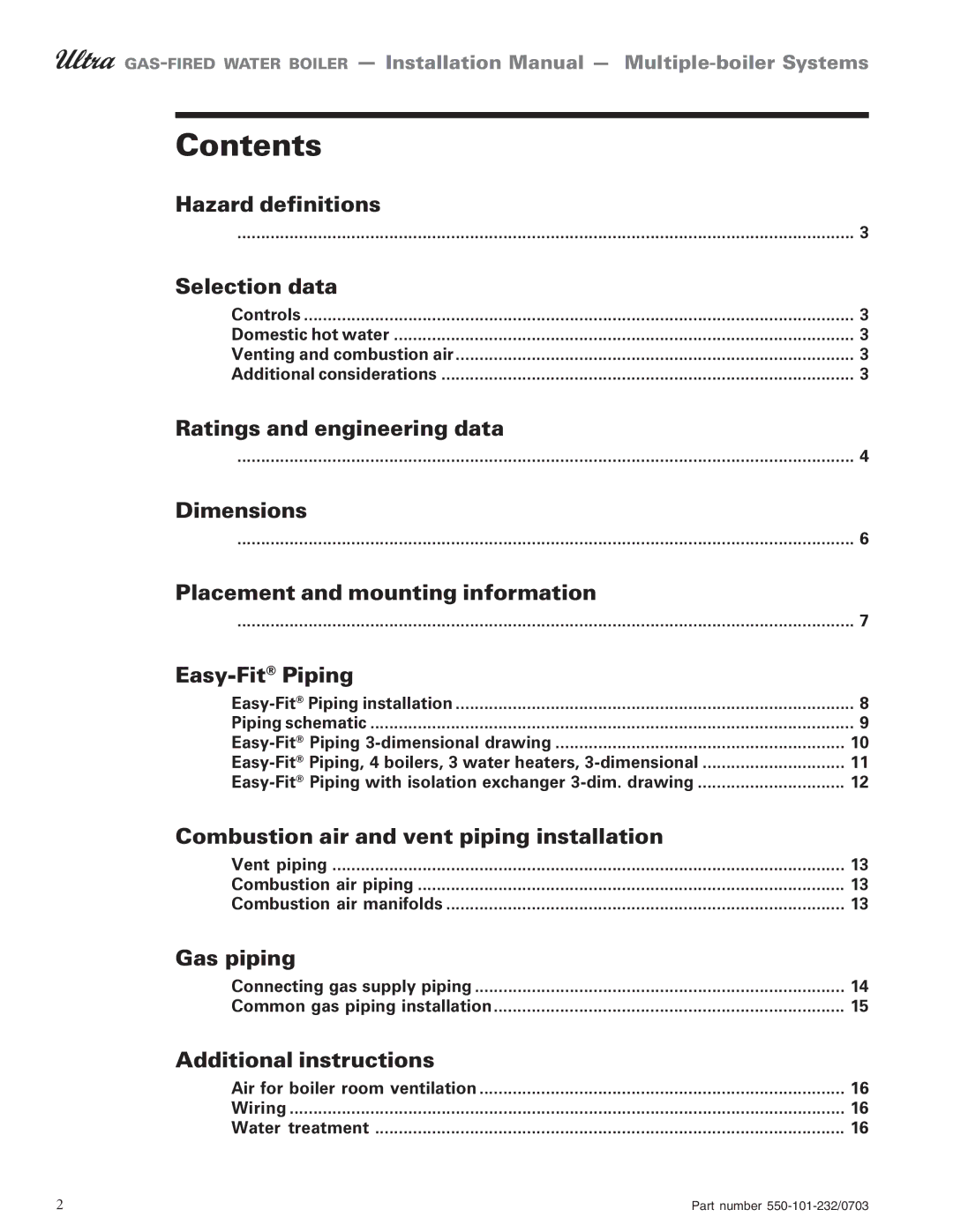 Weil-McLain Boiler installation manual Contents 