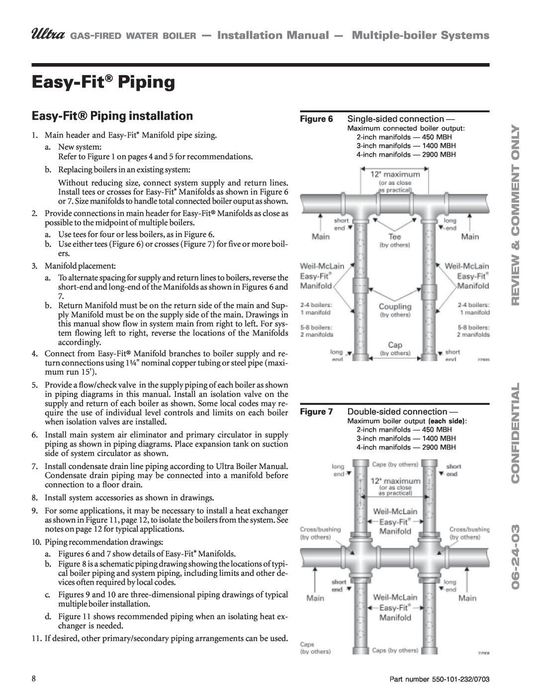 Weil-McLain Boiler installation manual Easy-Fit Piping, Easy-FitPiping installation, Review & Comment Only Confidential 