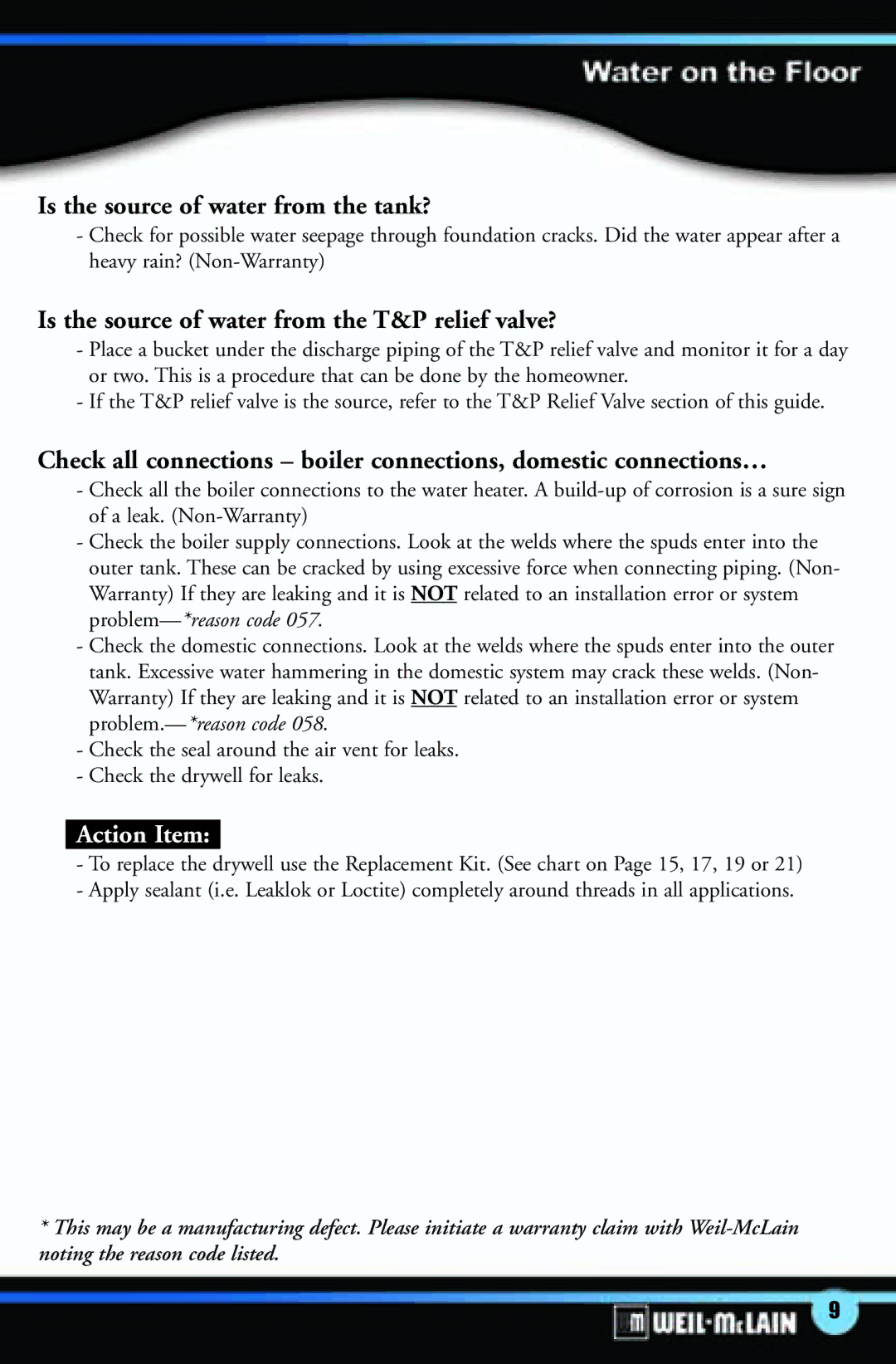 Weil-McLain C-1013 manual Is the source of water from the tank?, Is the source of water from the T&P relief valve? 