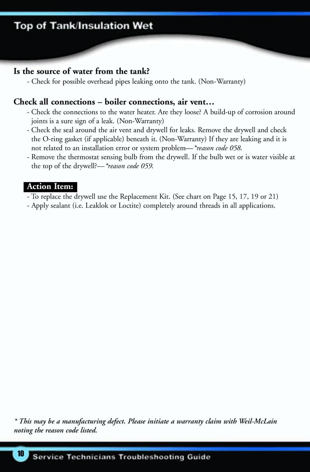 Weil-McLain C-1013 manual Check all connections boiler connections, air vent… 