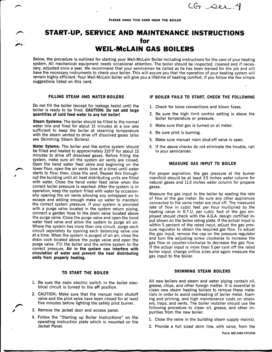 Weil-McLain CG Series 10 manual 