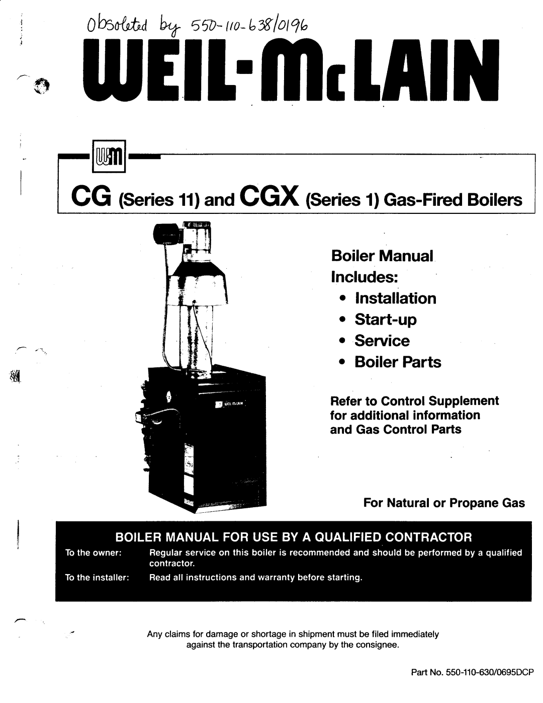 Weil-McLain CGX Series 1, CG Series 11 manual 