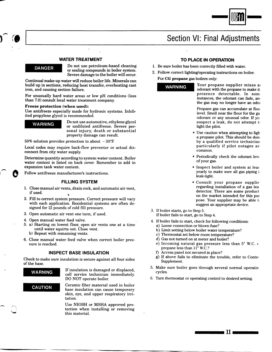 Weil-McLain CGX Series 1, CG Series 11 manual 