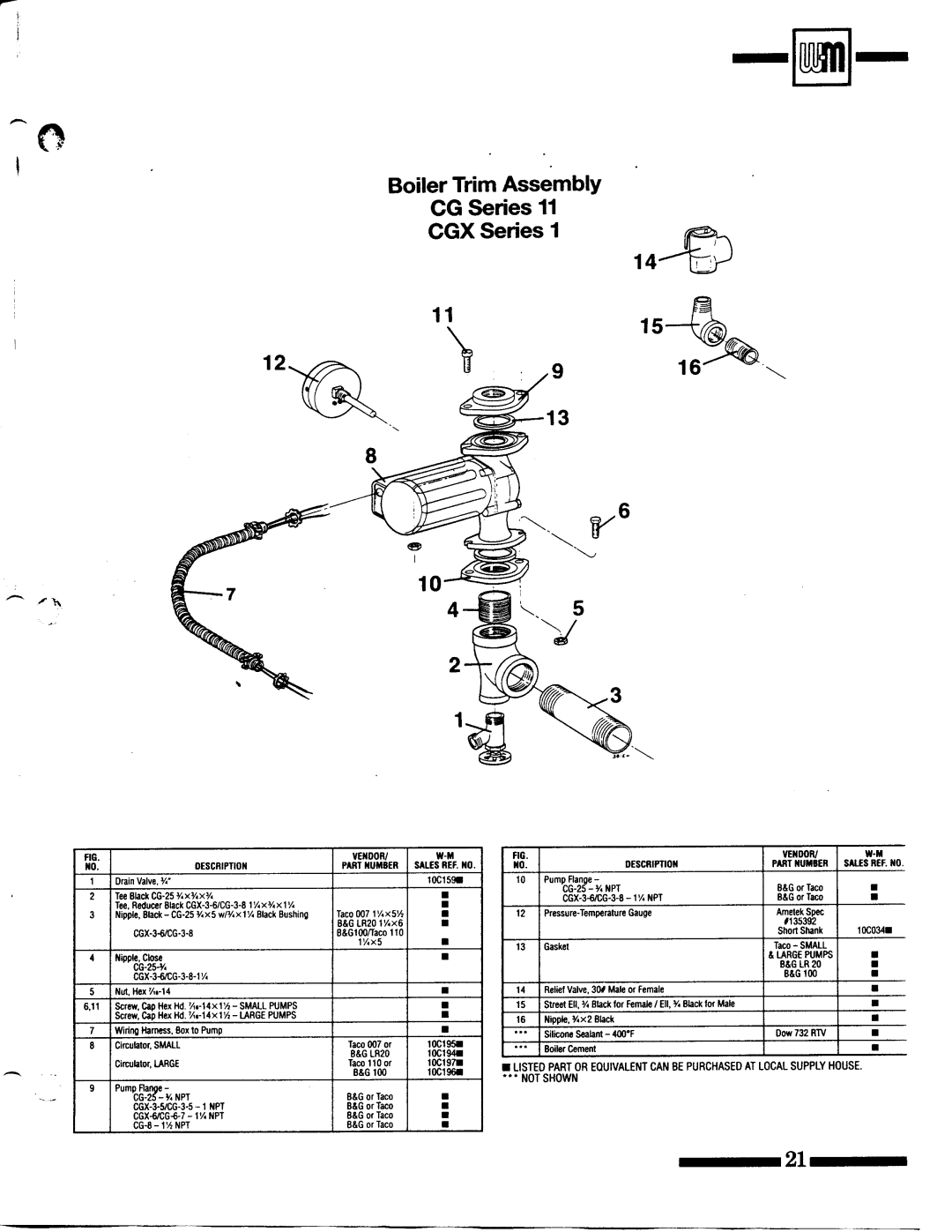 Weil-McLain CGX Series 1, CG Series 11 manual 