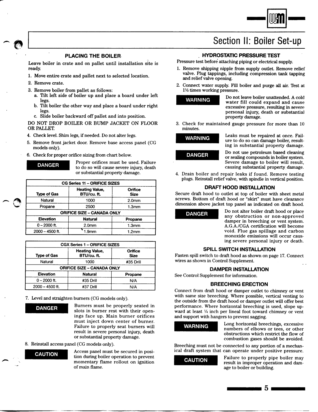 Weil-McLain CGX Series 1, CG Series 11 manual 