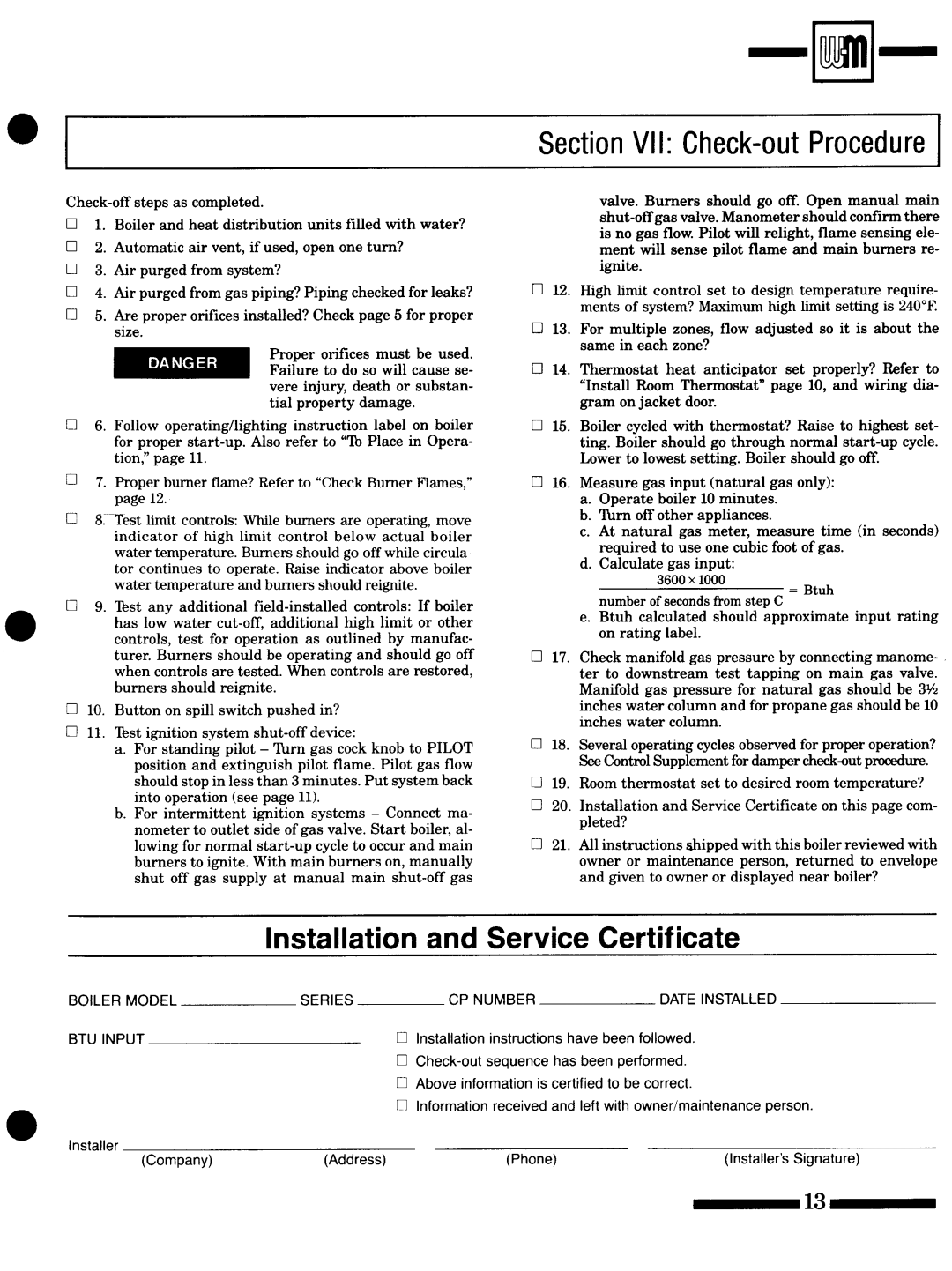 Weil-McLain CGX Series 2, CG Series 12 manual 