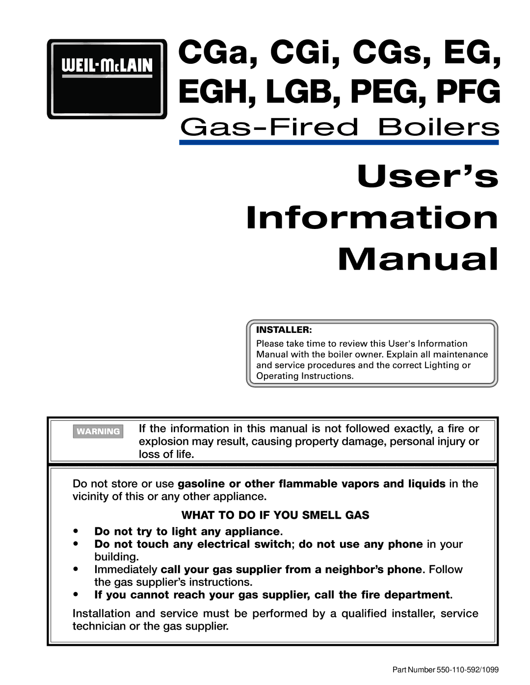 Weil-McLain manual CGa, CGi, CGs, EG, EGH, LGB, PEG, PFG 