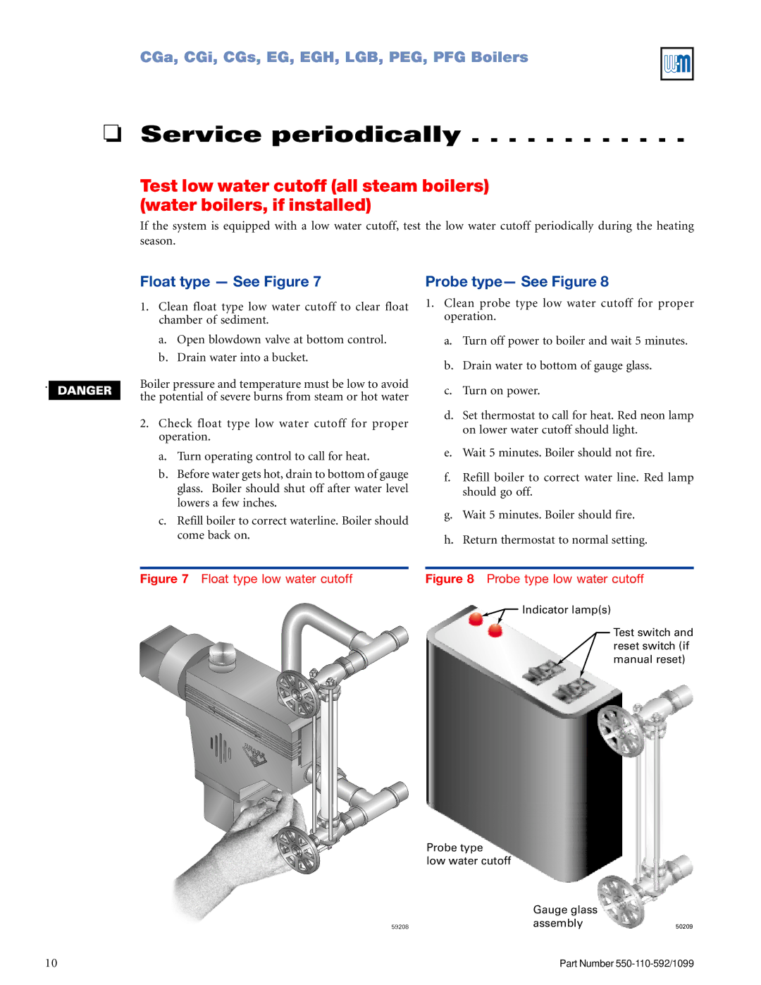 Weil-McLain CGa manual Service periodically, Float type See Figure 