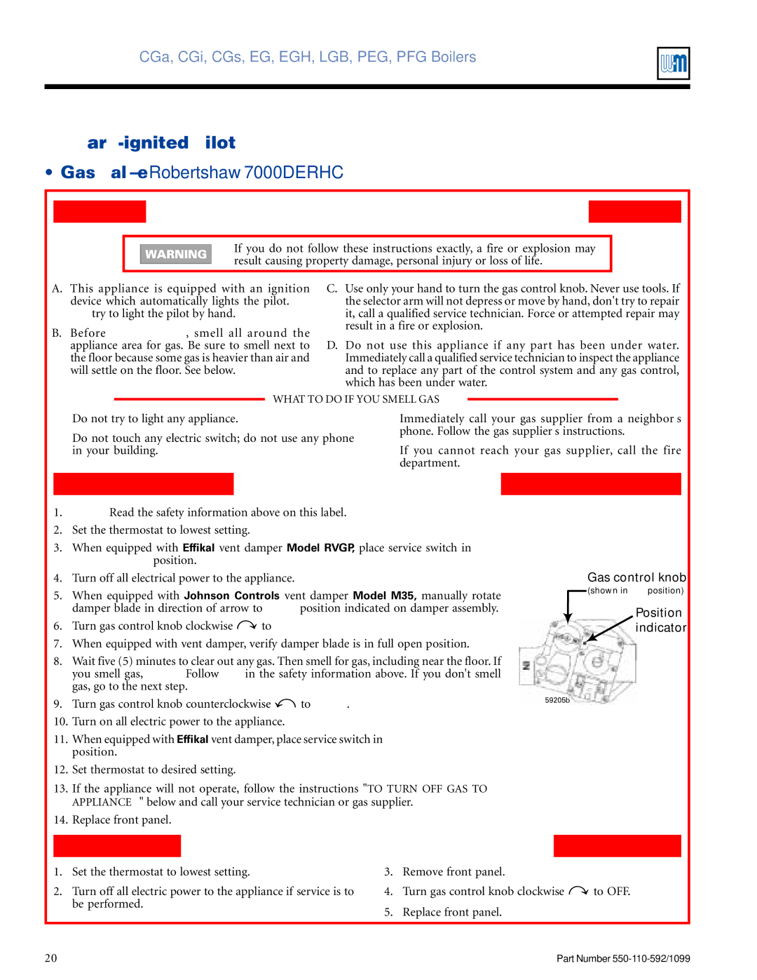 Weil-McLain CGa manual EGH-85 to EGH-125, PFG-6 to PFG-8 