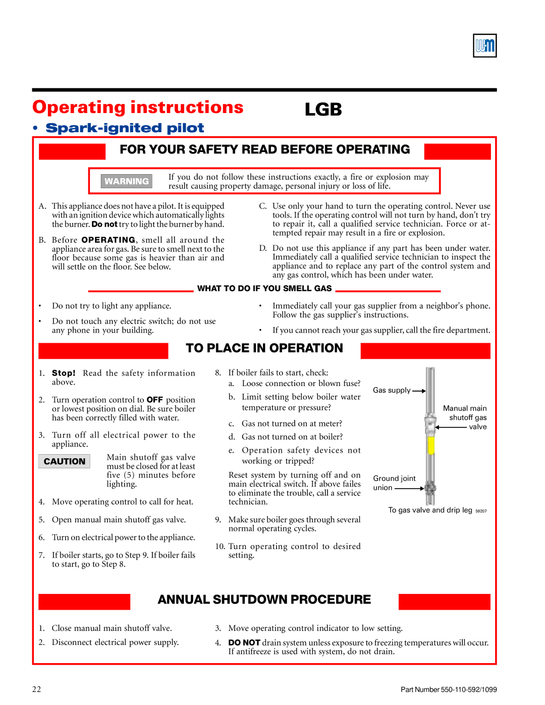 Weil-McLain CGa manual To Place in Operation, Annual Shutdown Procedure 