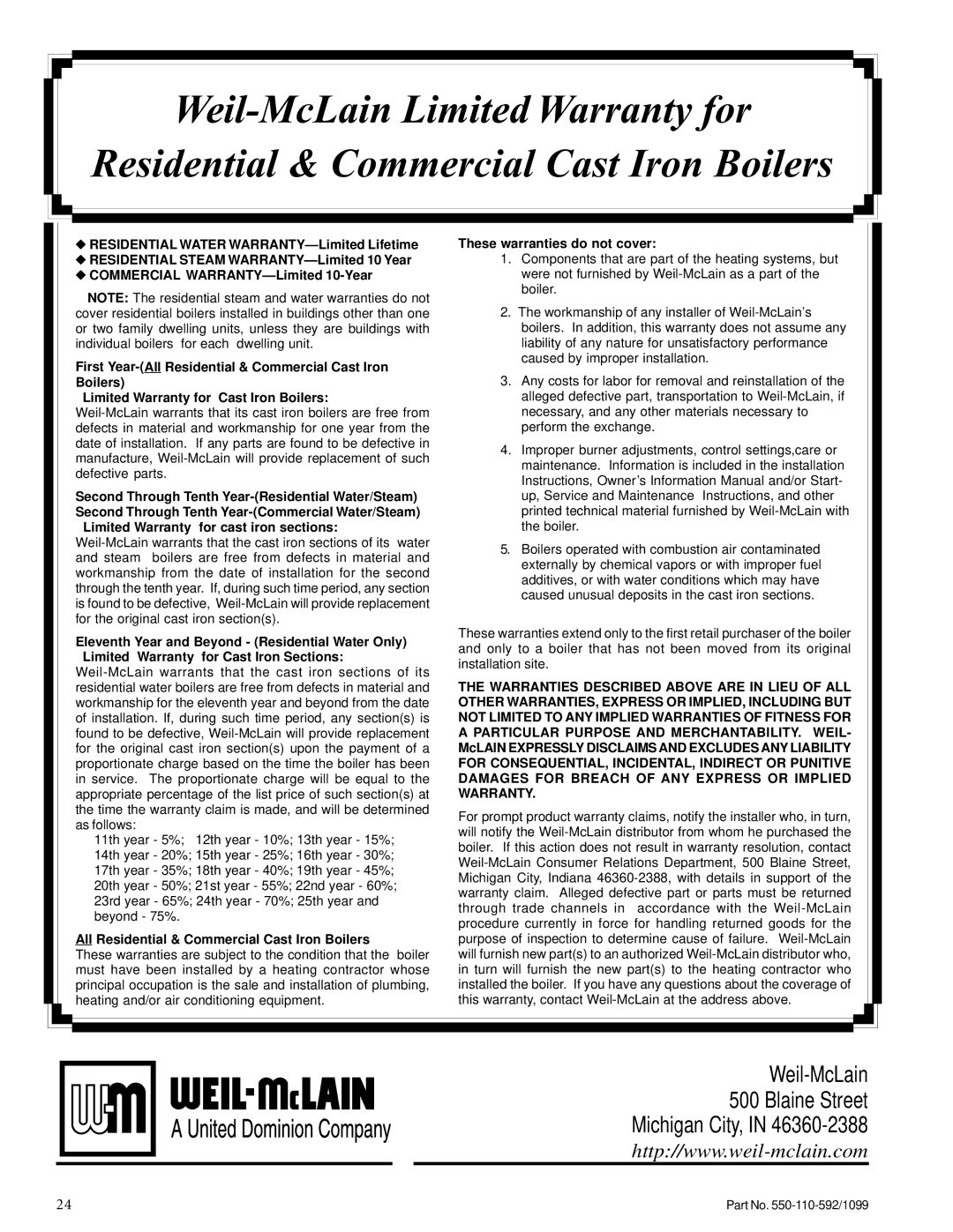 Weil-McLain CGa manual Weil-McLain Blaine Street Michigan City 