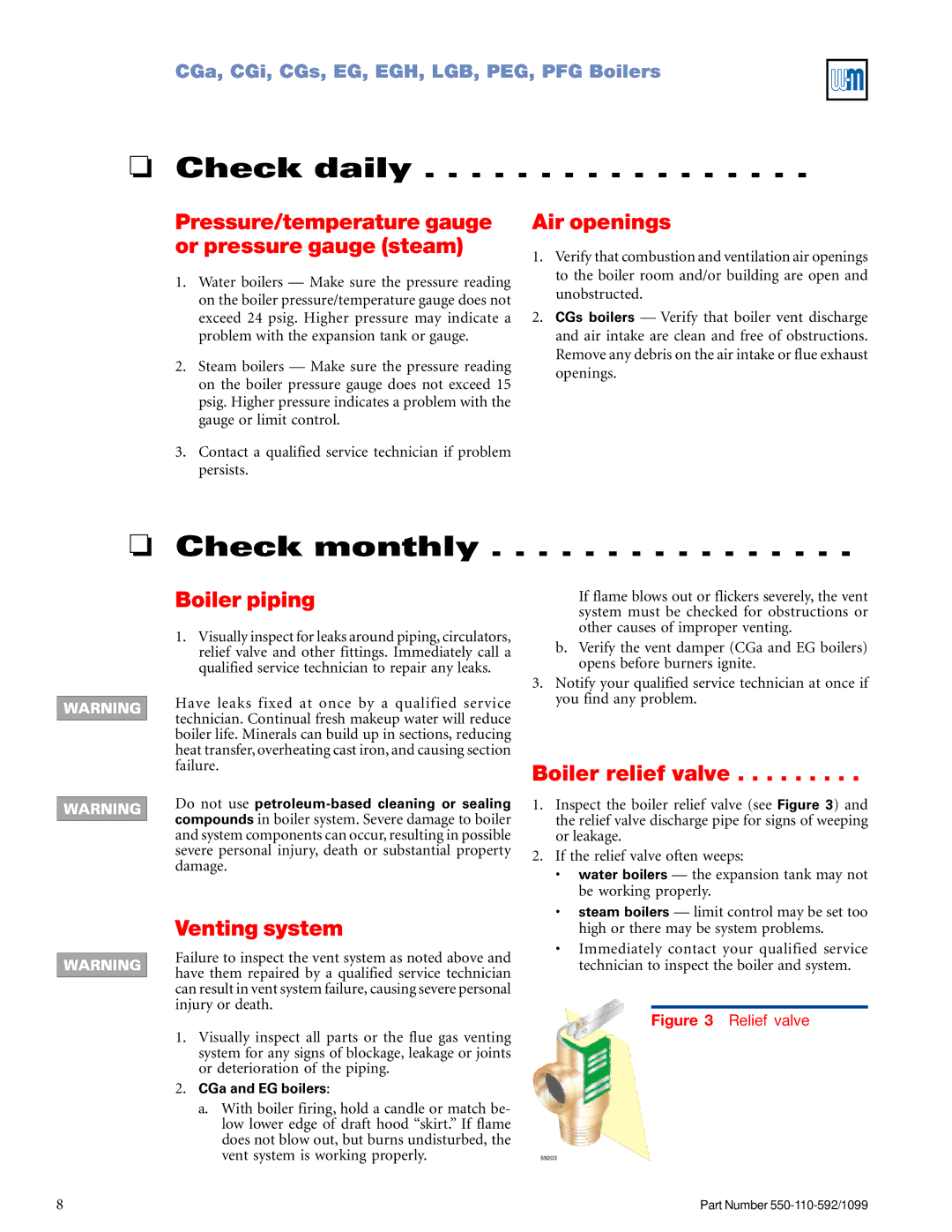 Weil-McLain CGa manual Check monthly 