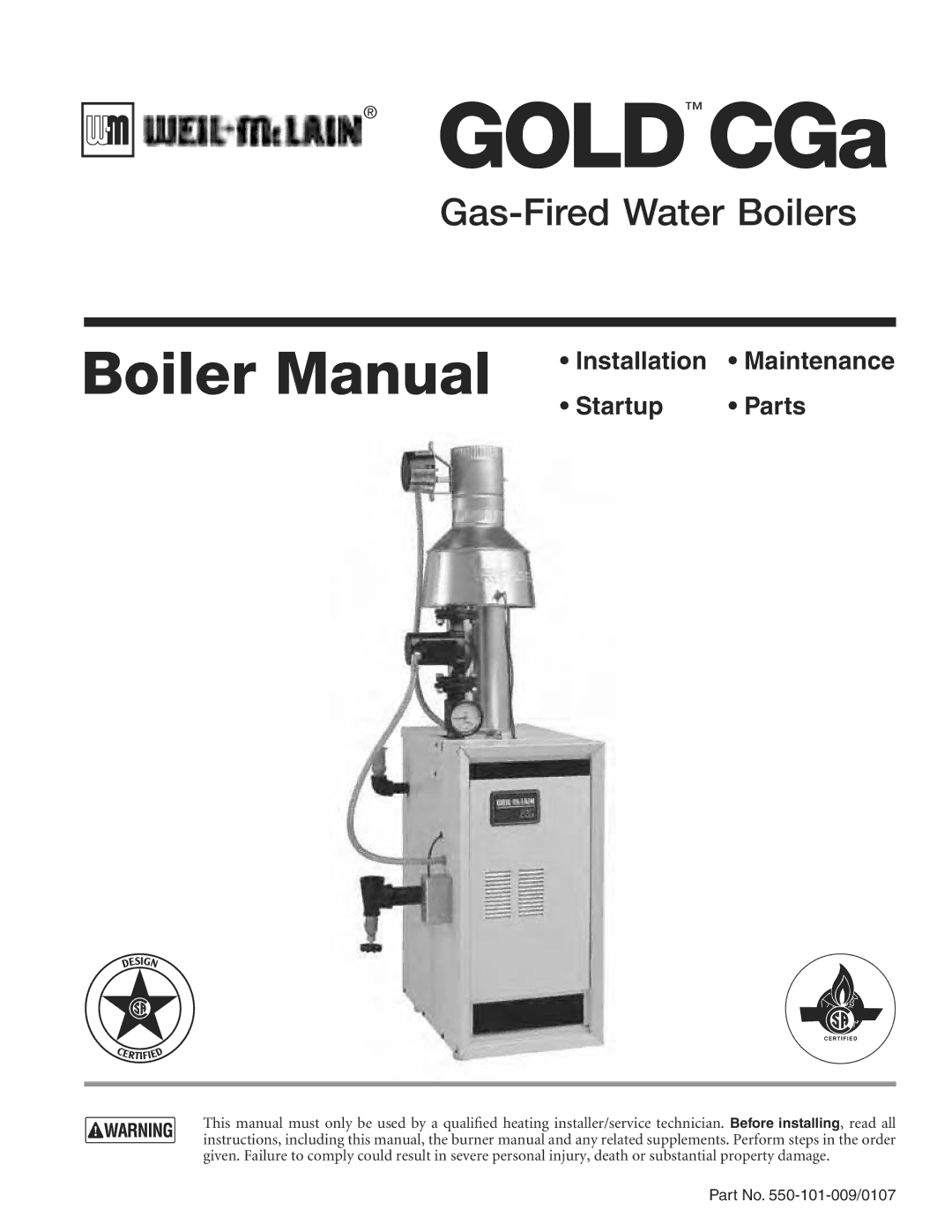 Weil-McLain CGA25SPDN manual Gold CGa 