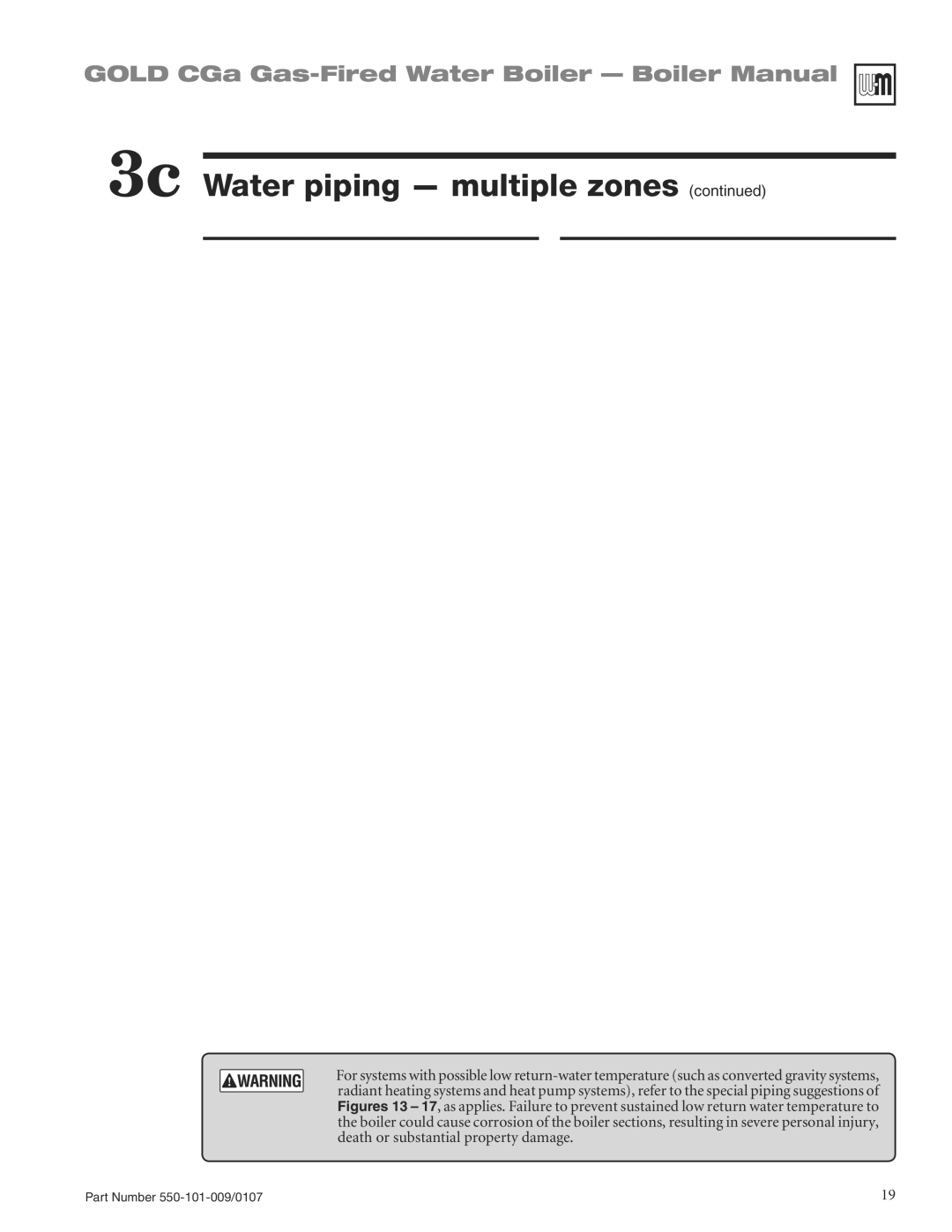 Weil-McLain CGA25SPDN manual 3c Water piping multiple zones 