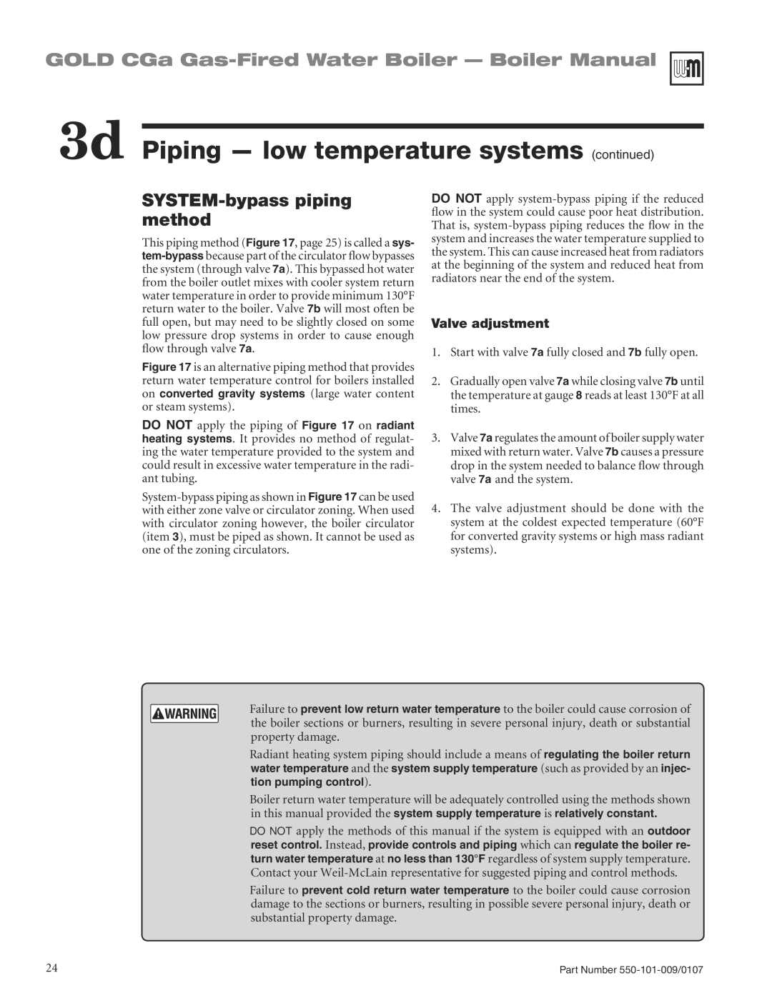 Weil-McLain CGA25SPDN manual SYSTEM-bypass piping method 