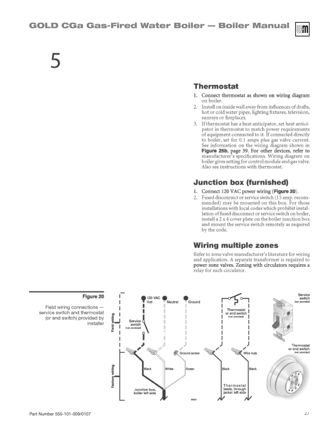 Weil-McLain CGA25SPDN manual Field wiring, Installation must comply with, Wiring connections 