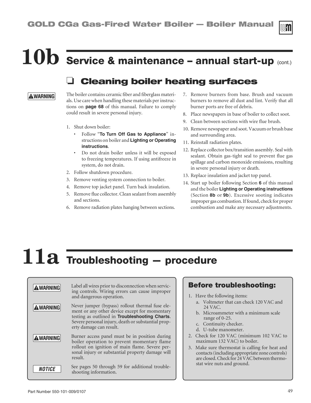 Weil-McLain CGA25SPDN manual 11a Troubleshooting procedure, Before troubleshooting,  #Ontinuity Checker 