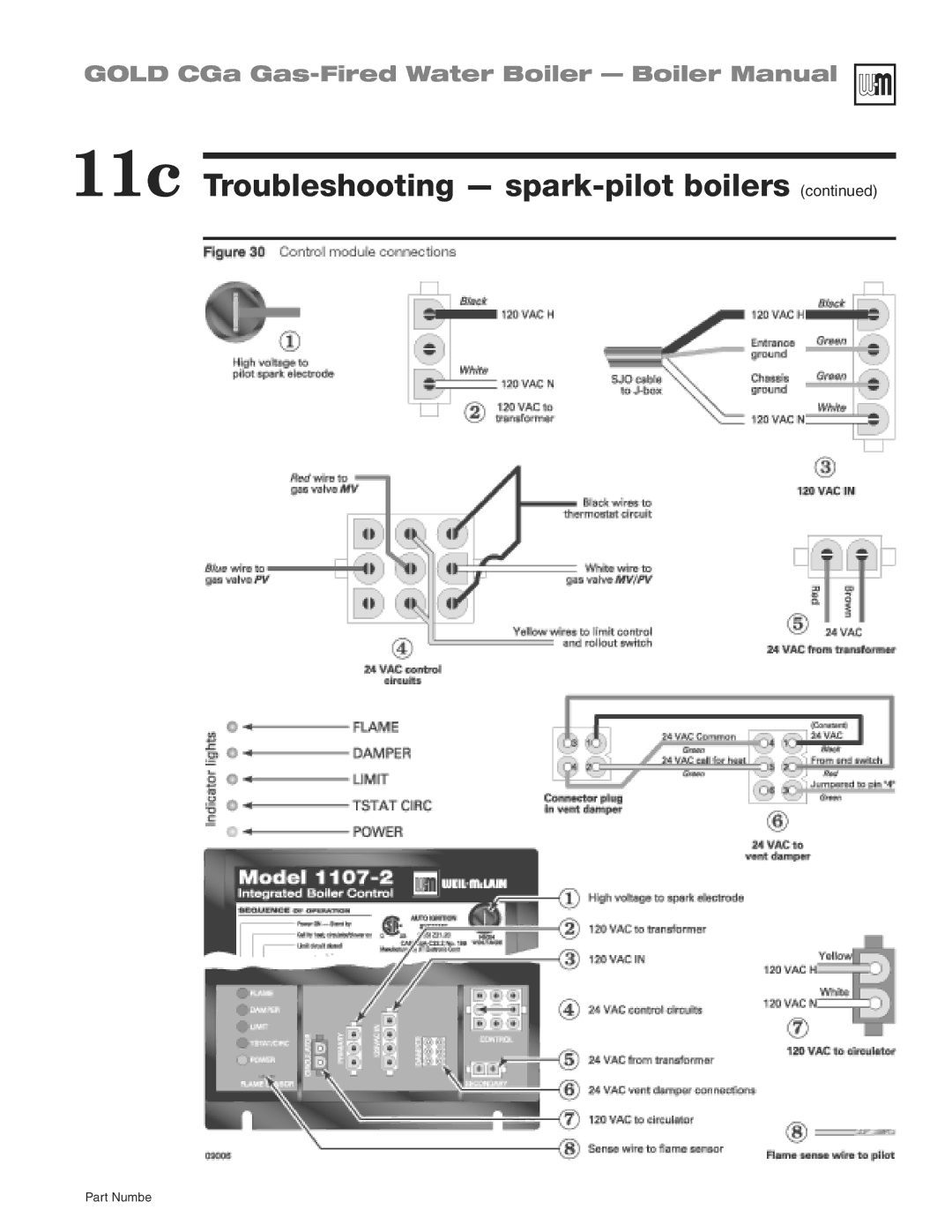 Weil-McLain CGA25SPDN manual 11c Troubleshooting spark-pilot boilers 