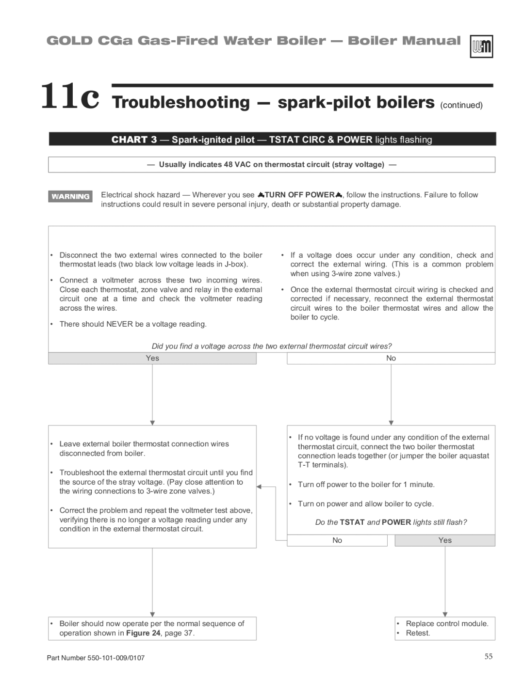 Weil-McLain CGA25SPDN manual Usually indicates 48 VAC on thermostat circuit stray voltage 