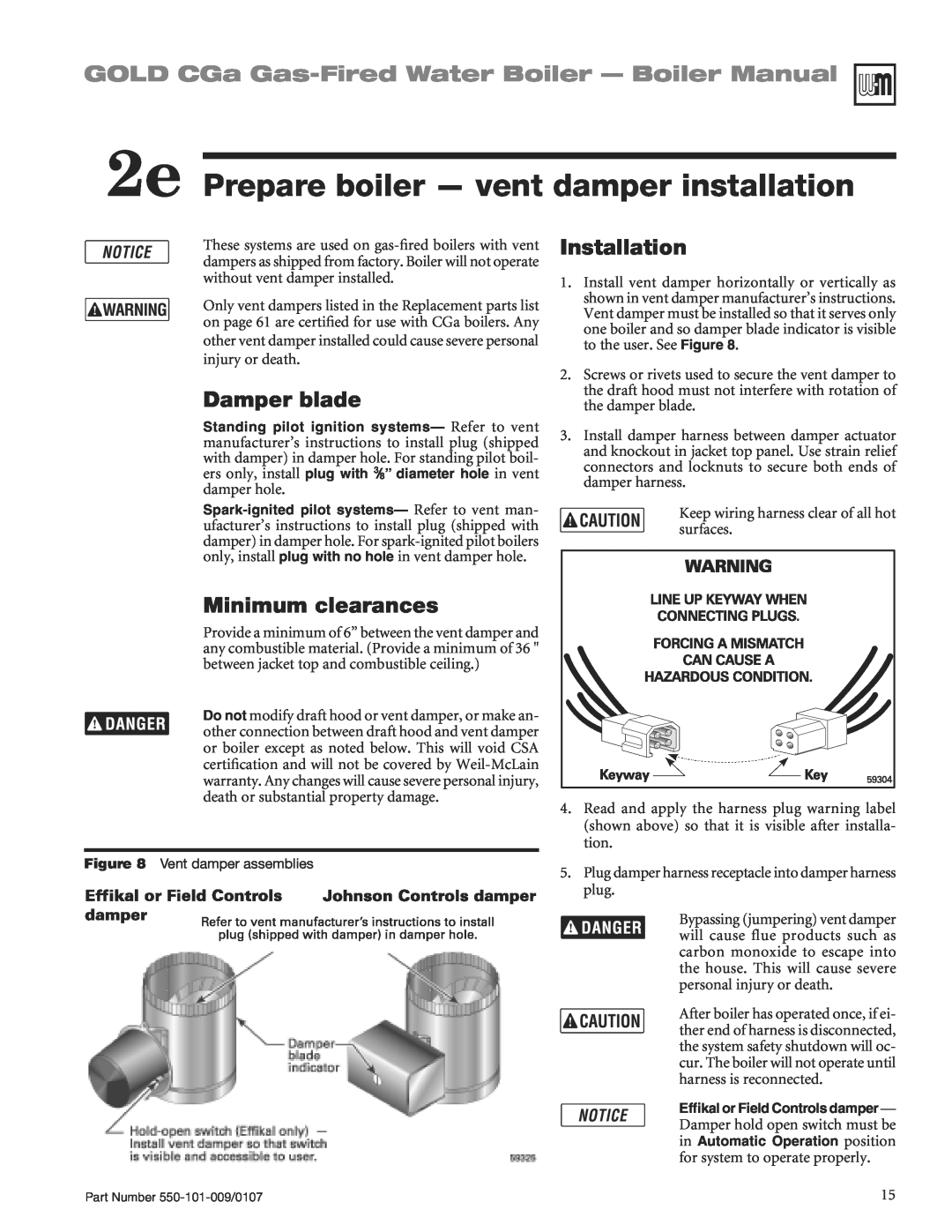 Weil-McLain CGA25SPDN manual 2e Prepare boiler - vent damper installation, GOLD CGa Gas-FiredWater Boiler - Boiler Manual 