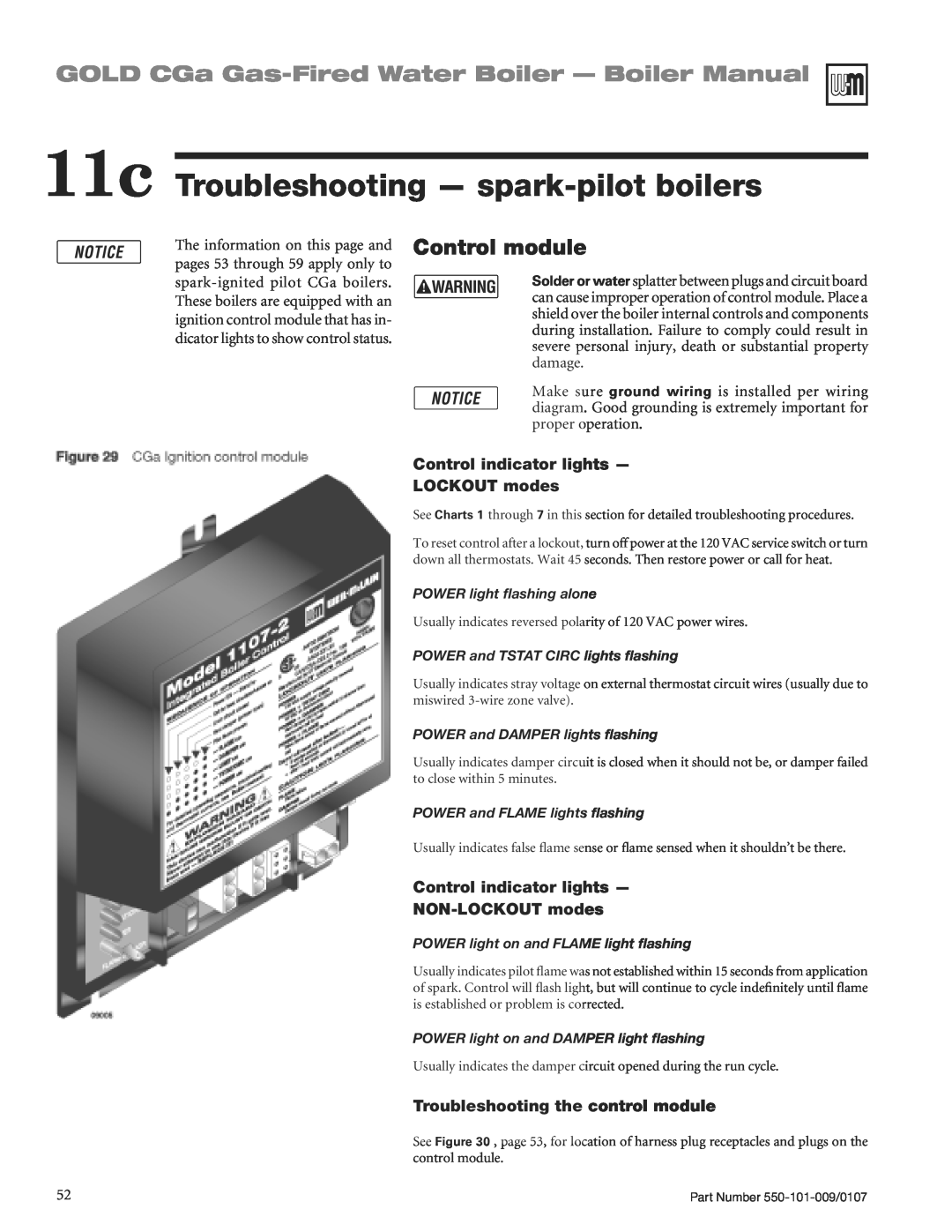 Weil-McLain CGA25SPDN manual 11c Troubleshooting - spark-pilotboilers, GOLD CGa Gas-FiredWater Boiler - Boiler Manual 