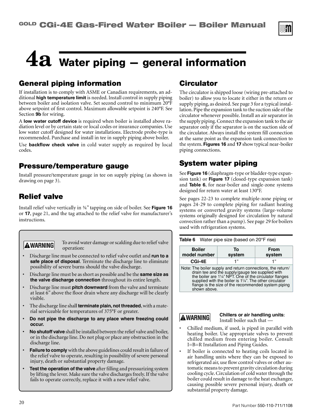 Weil-McLain CGI-4E manual 4a Water piping general information 