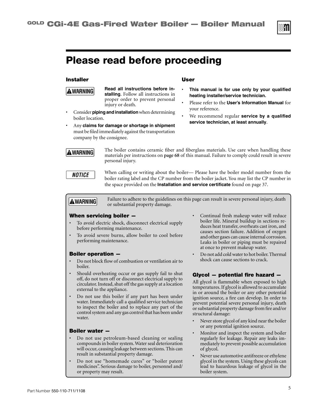 Weil-McLain CGI-4E manual Please read before proceeding 