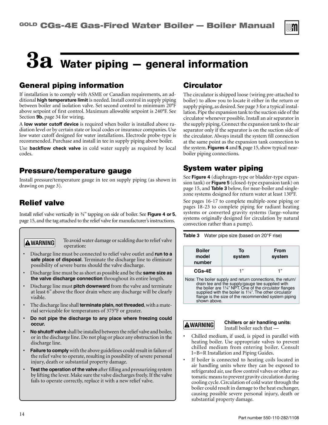 Weil-McLain CGS-4E manual 3a Water piping general information 