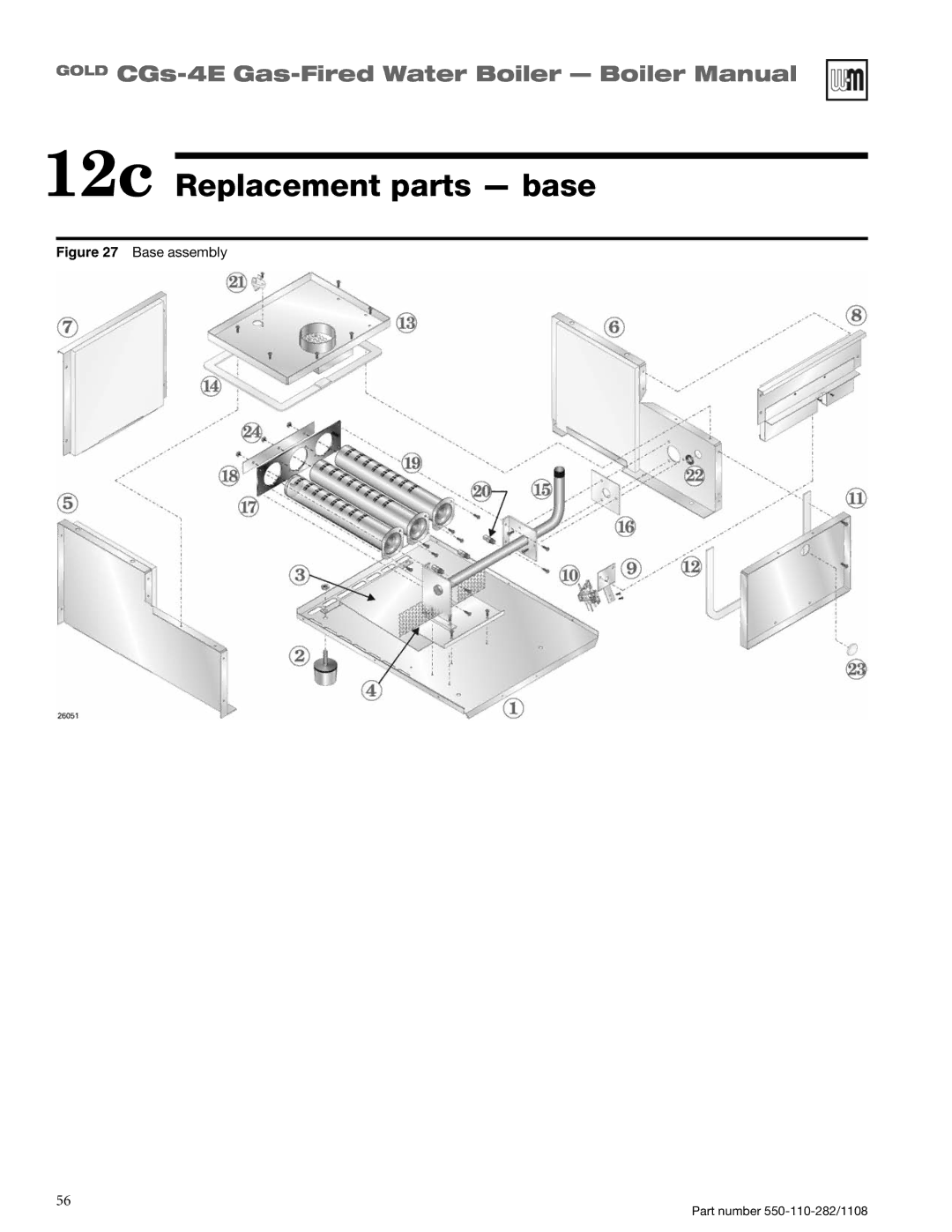 Weil-McLain CGS-4E manual 12c Replacement parts base, Base assembly 