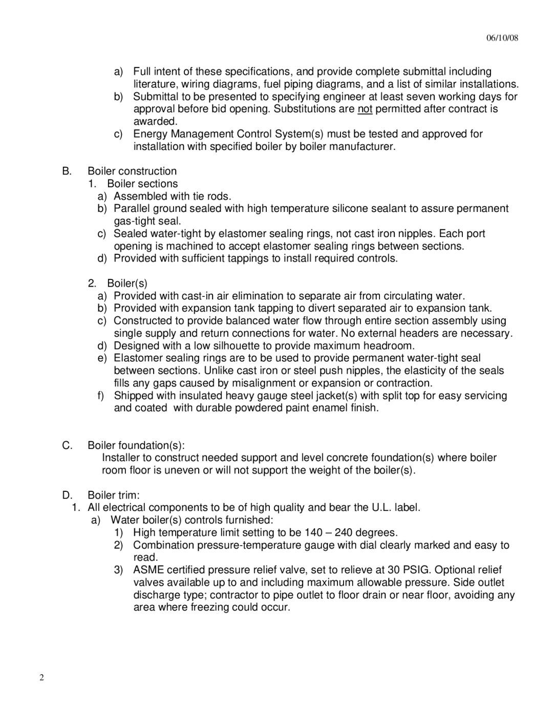 Weil-McLain CGs SERIES specifications 06/10/08 