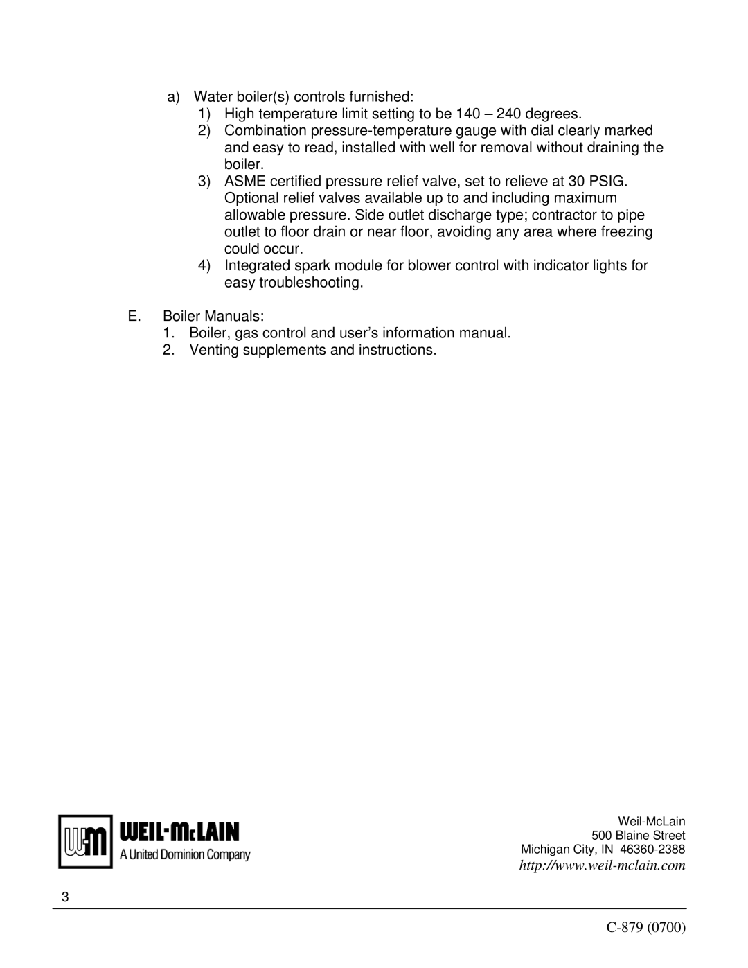 Weil-McLain CGt SERIES specifications 879 