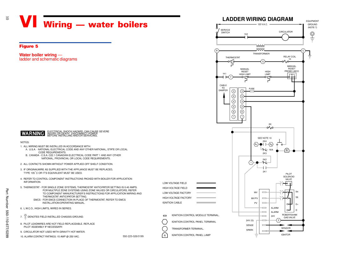 Weil-McLain EGH-105, EGH-125 manual Wiring water boilers, Water boiler wiring 