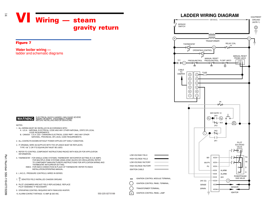 Weil-McLain EGH-105, EGH-125 manual VI Wiring steam, Gravity return 