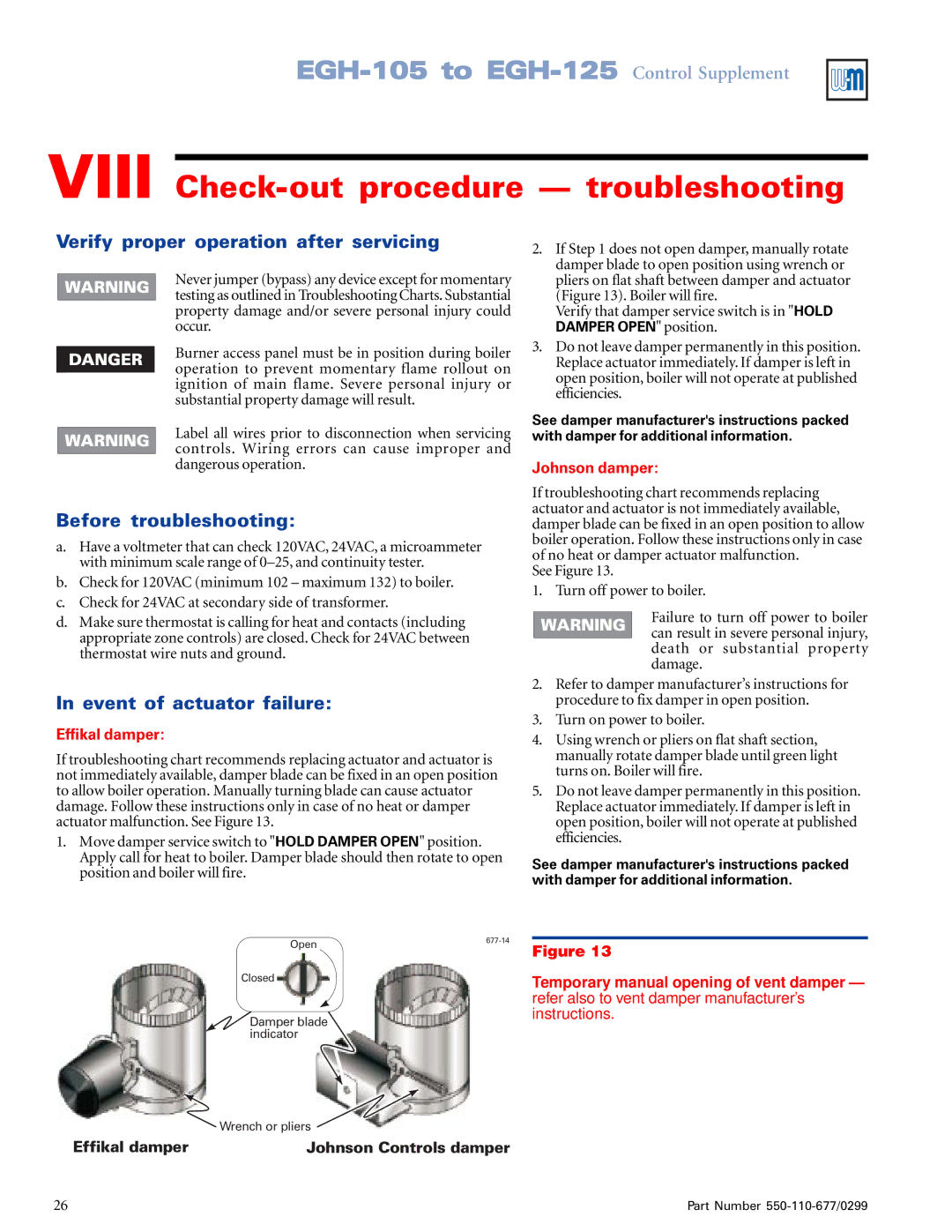 Weil-McLain EGH-105, EGH-125 manual Viii Check-out procedure troubleshooting, Verify proper operation after servicing 