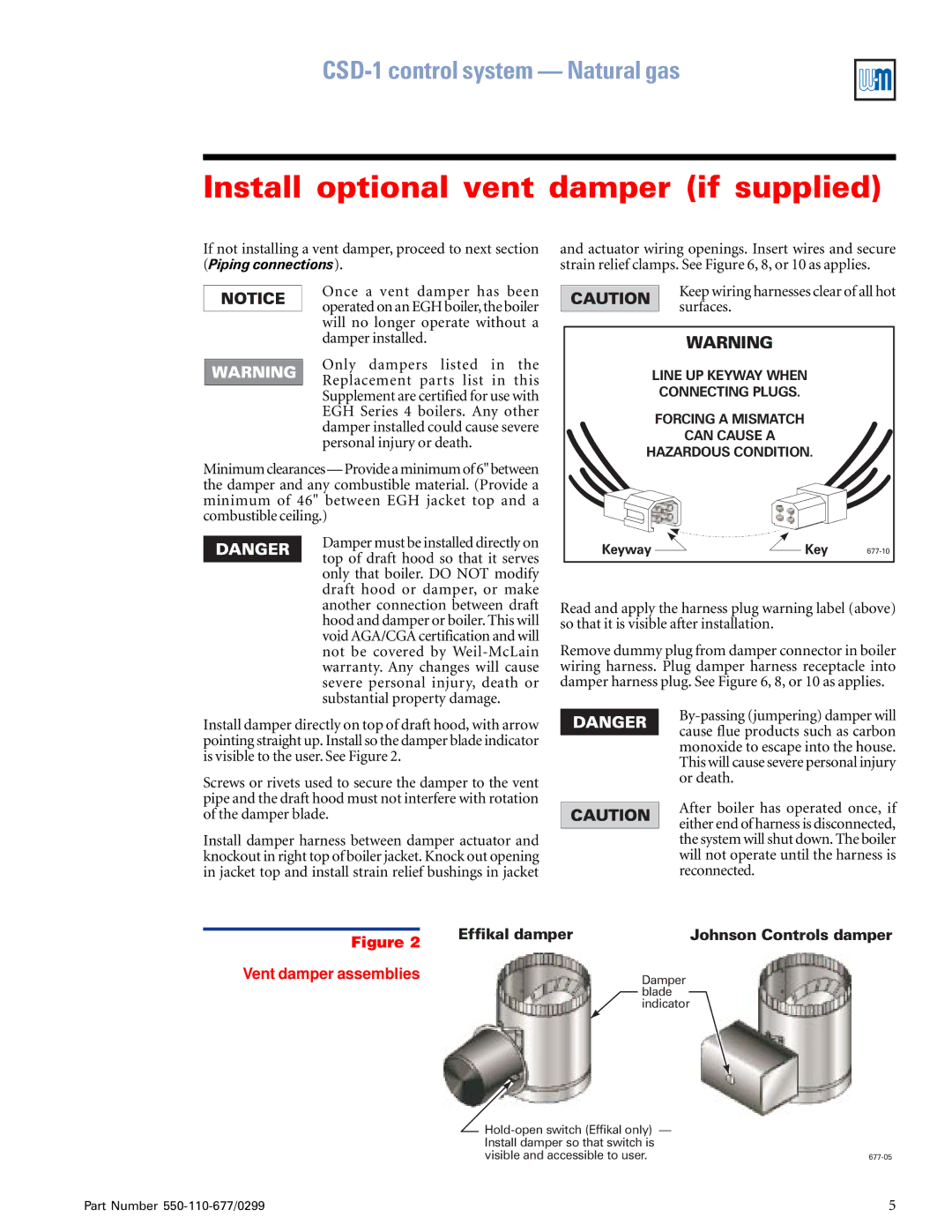 Weil-McLain EGH-125, EGH-105 manual Install optional vent damper if supplied, Vent damper assemblies 