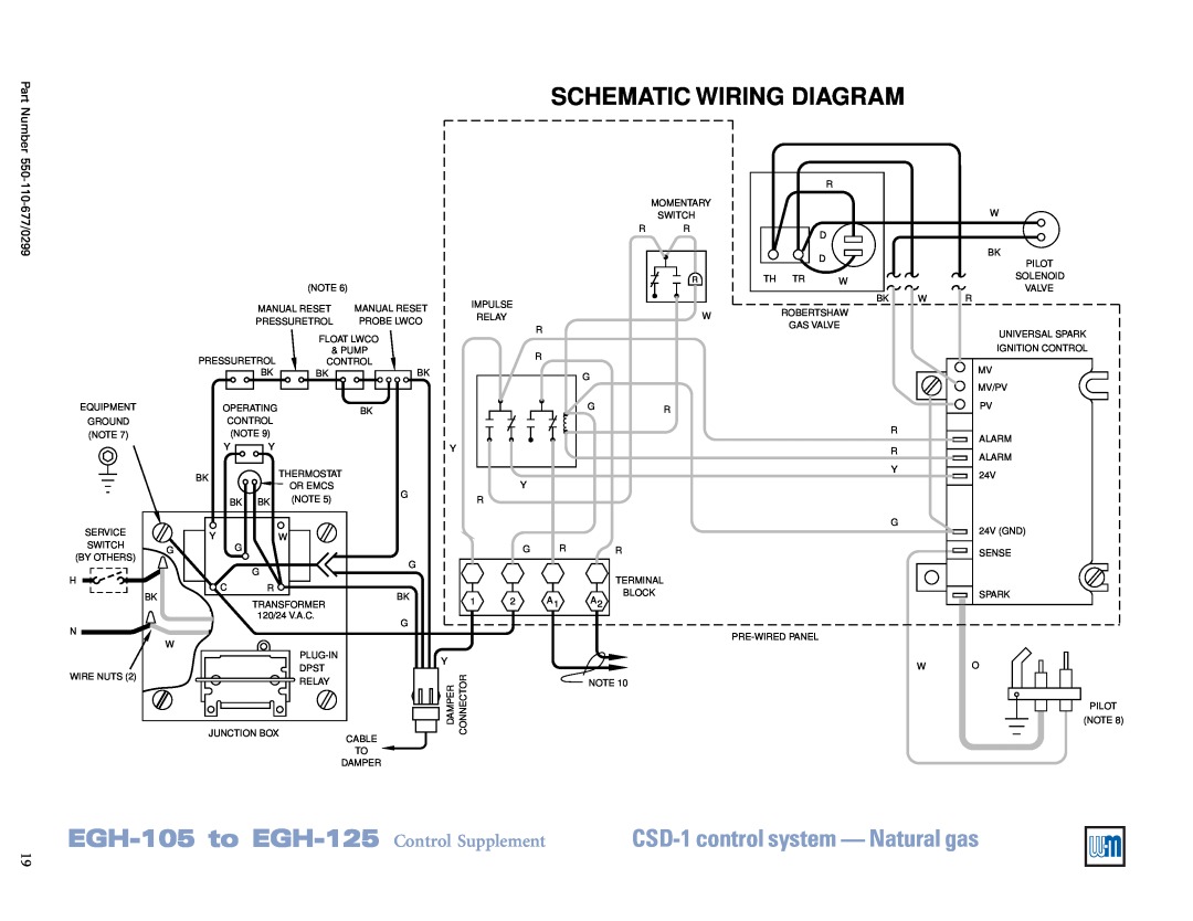 Weil-McLain manual Schematic Wiring Diagram, EGH-105to EGH-125 Control Supplement, CSD-1control system - Natural gas 