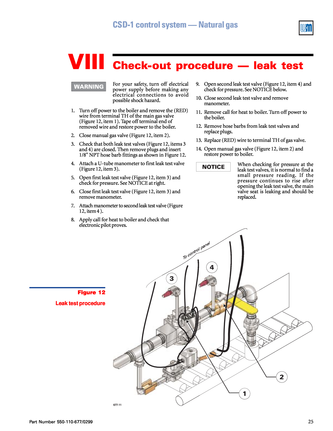 Weil-McLain EGH-125 VIII Check-outprocedure - leak test, CSD-1control system - Natural gas, Figure Leak test procedure 