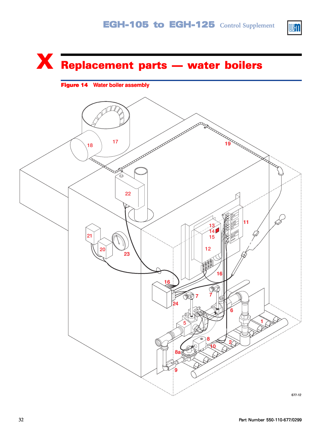 Weil-McLain X Replacement parts - water boilers, EGH-105to EGH-125 Control Supplement, Water boiler assembly, 13 14 