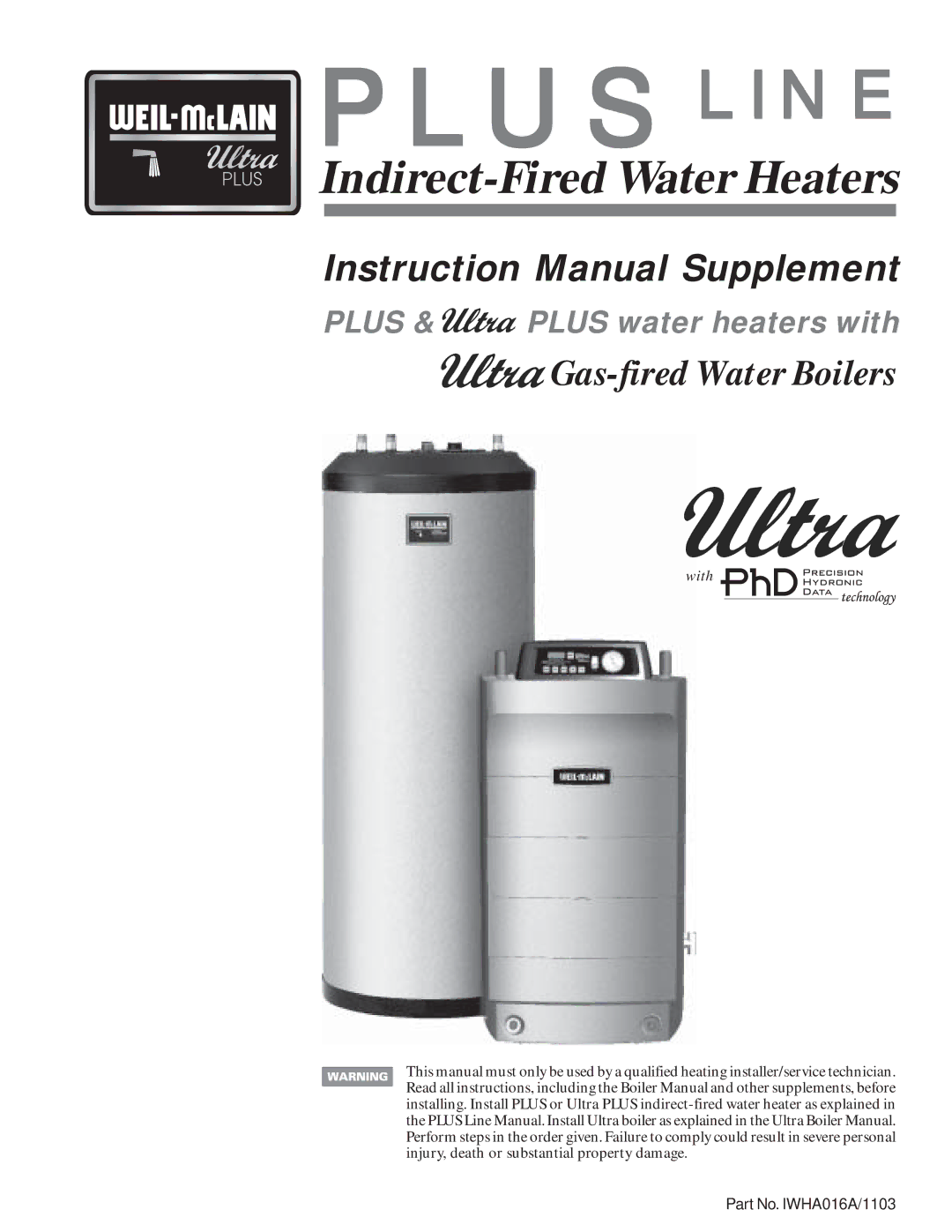 Weil-McLain Electric Water Heater instruction manual Plus Line 