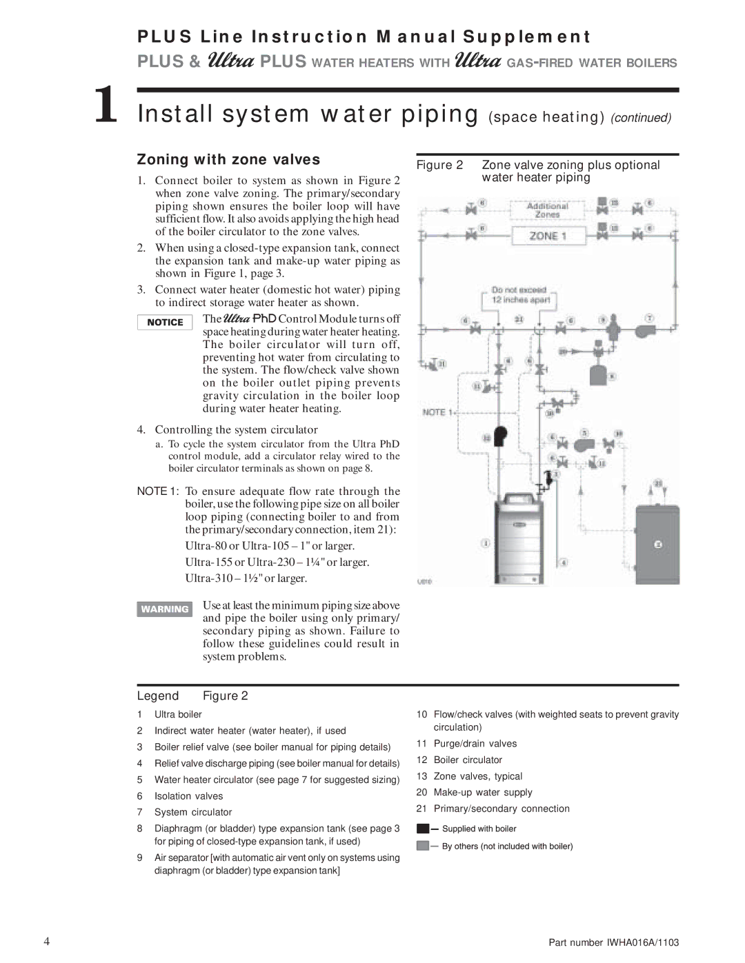 Weil-McLain Electric Water Heater instruction manual Zoning with zone valves, Connect boiler to system as shown in Figure 