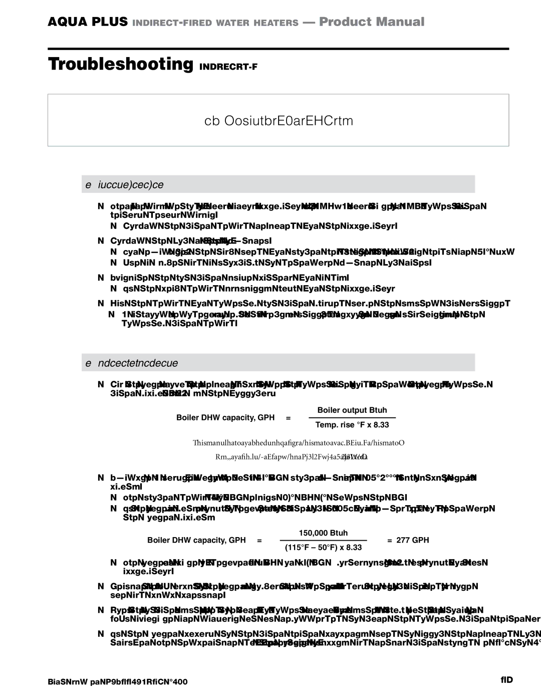 Weil-McLain GL-E223-ADOC 0311 manual Insufficient hot water, Undersized water heater?, Boiler system improperly sized? 