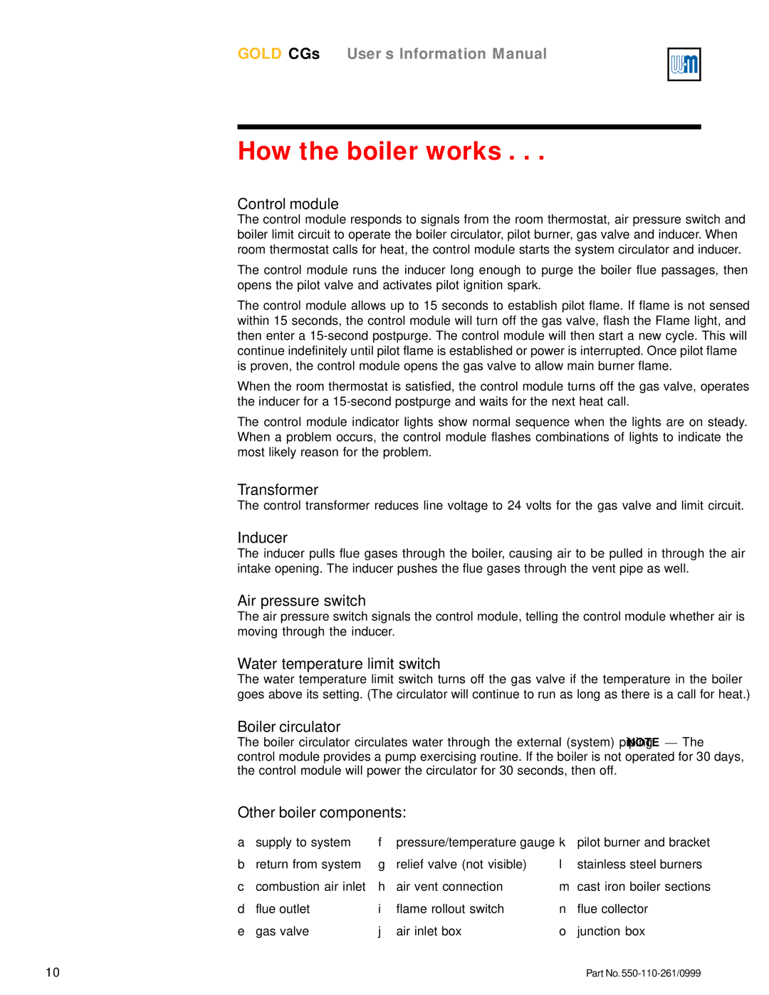 Weil-McLain GOLD CGs manual How the boiler works, ① Control module 