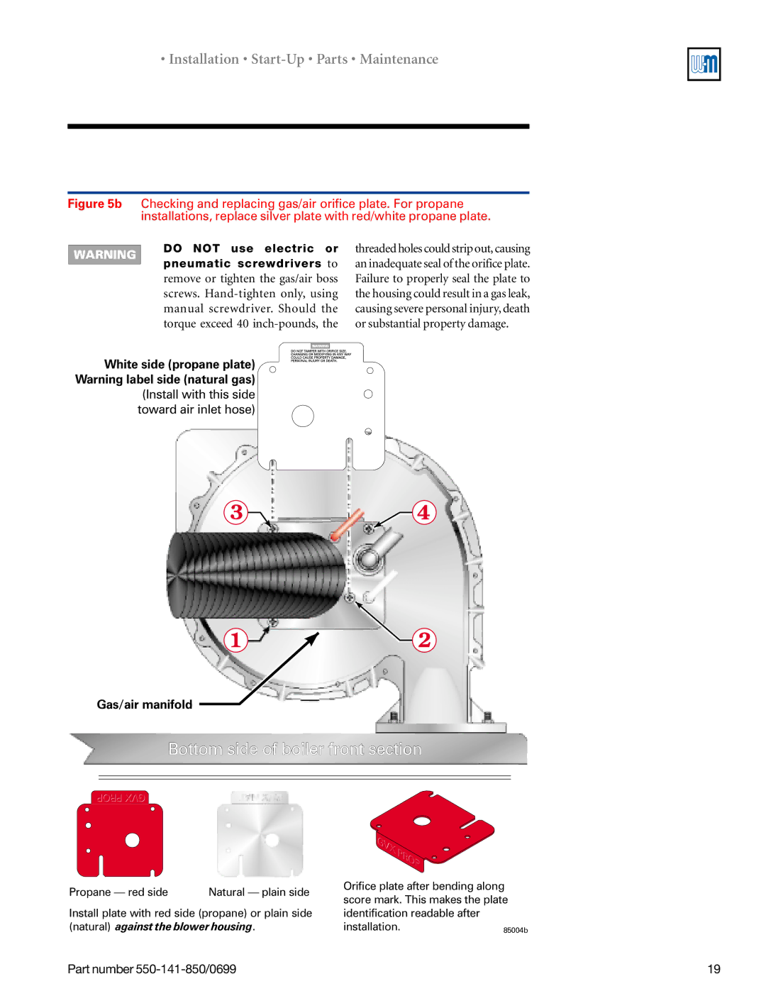 Weil-McLain 550-141-850/0599, GOLD DV WATER BOILER manual Bottom side of boiler front section 