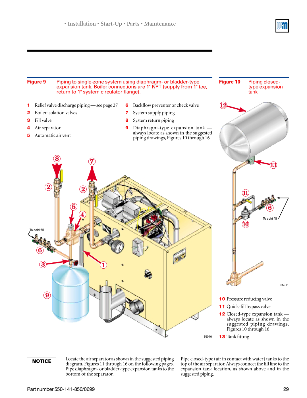 Weil-McLain 550-141-850/0599, GOLD DV WATER BOILER manual Piping closed 