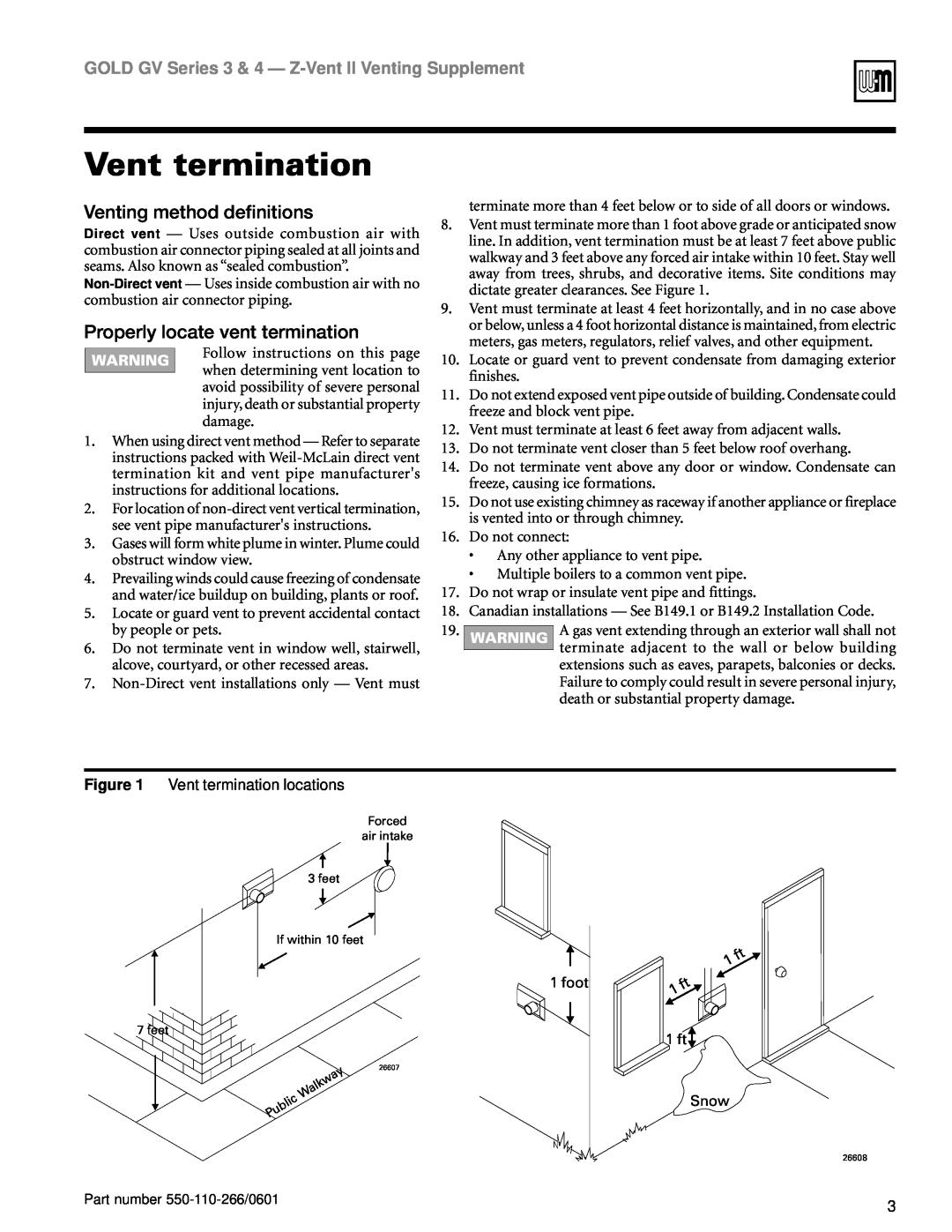 Weil-McLain GV Series 4, GV Series 3 manual Vent termination, Venting method definitions, Properly locate vent termination 